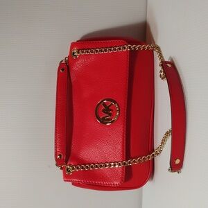 Michael Kors Red/Orange Fulton Shoulder Bag ~ MSRP $239